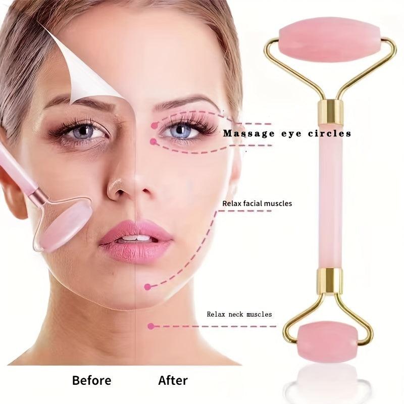Rose Quartz Beauty Roller & Scraper Set