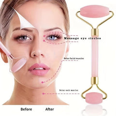 Rose Quartz Beauty Roller & Scraper Set