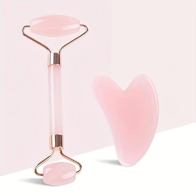 Rose Quartz Beauty Roller & Scraper Set
