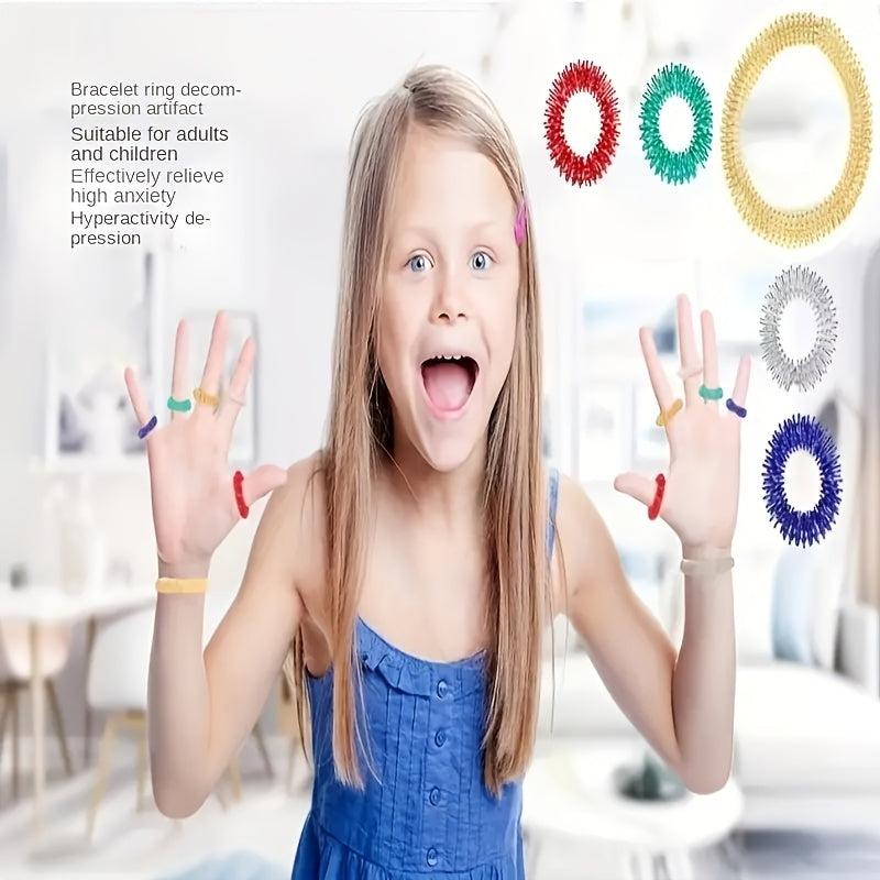 5pcs Finger Massage Ring Hand Massage Tool Creative Solid Spring Finger Roller