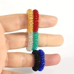 5pcs Finger Massage Ring Hand Massage Tool Creative Solid Spring Finger Roller