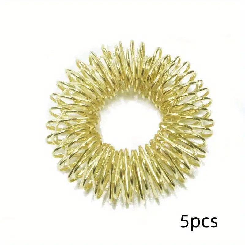 5pcs Finger Massage Ring Hand Massage Tool Creative Solid Spring Finger Roller