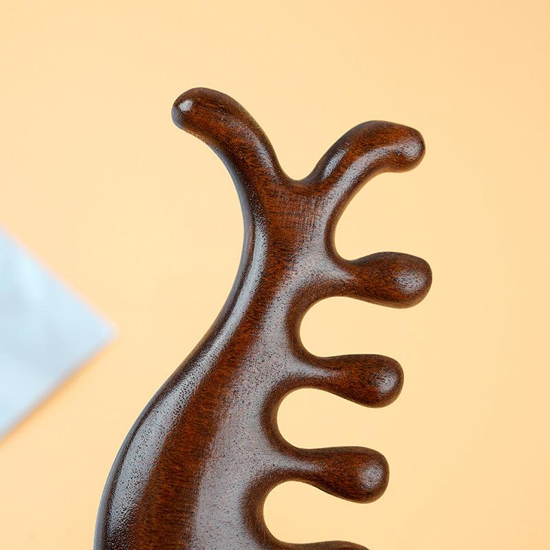 Wood Massage Comb Scalp Massager Wide Tooth Comb Gua Sha Tool