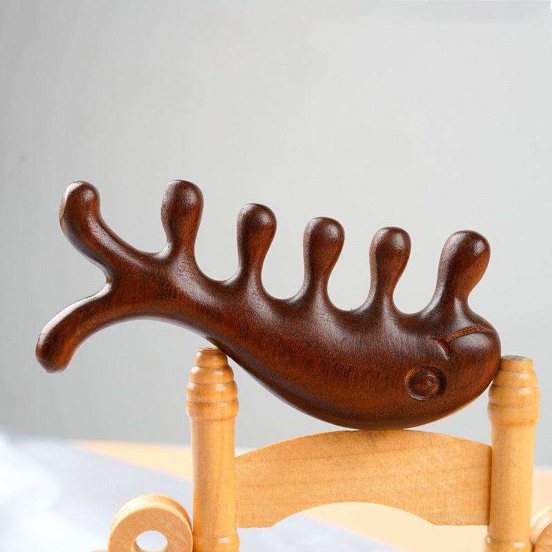 Wood Massage Comb Scalp Massager Wide Tooth Comb Gua Sha Tool