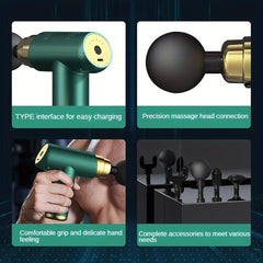 Rechargeable Massage Gun with 6 Intensity Levels & 4 Massage Heads