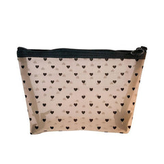 Love Heart Pattern Mesh Cosmetic Bag Large Capacity Toiletry Organizer