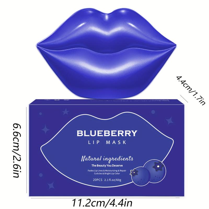 20Pcs Blueberry Lip Masks Moisturizing Lip Sleep Mask Plumps Dry Lips