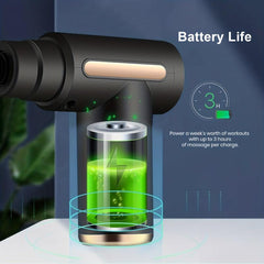 Rechargeable Mini Massage Gun LCD Portable Body Massager 6 Speed 4 Heads