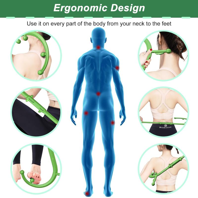 Back Neck Massager Self Massage Tool Trigger Point Cane Handheld Wand