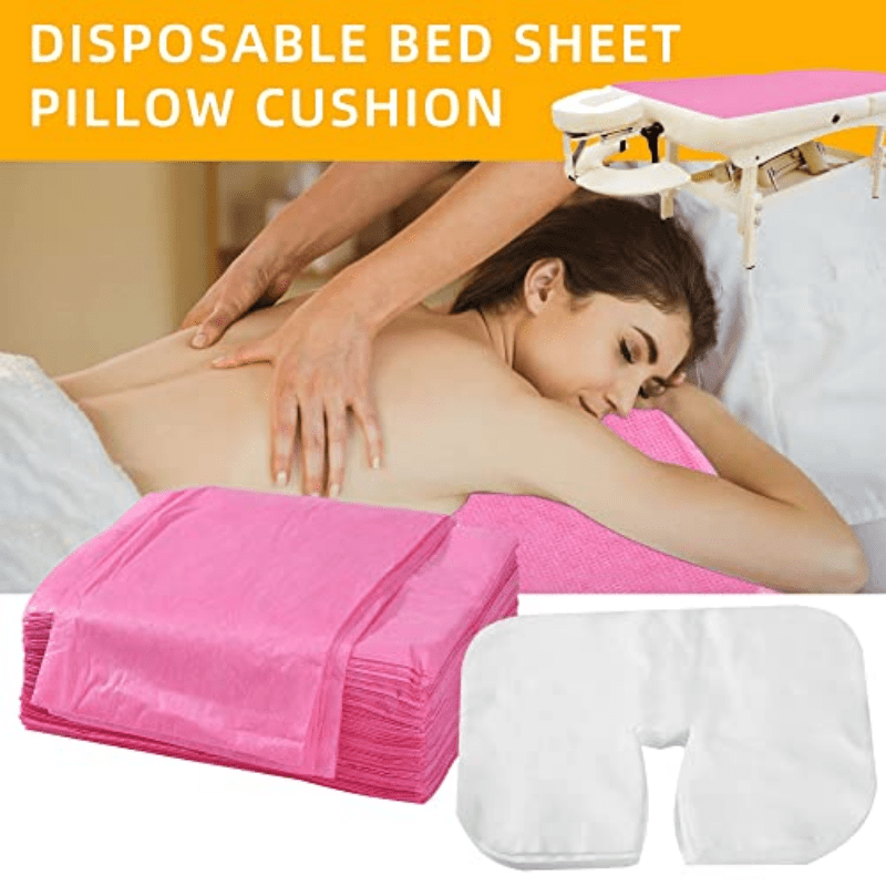 100Pcs Disposable Massage Table Sheets Set - Soft Bed Sheet & Face Cra