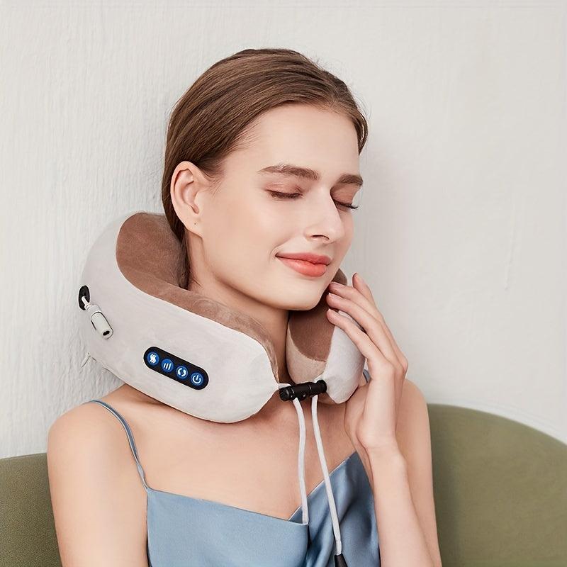 U-Shaped Neck Massager Pillow with Heat & Vibration - Neck Support for Travel