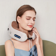 U-Shaped Neck Massager Pillow with Heat & Vibration - Neck Support for Travel