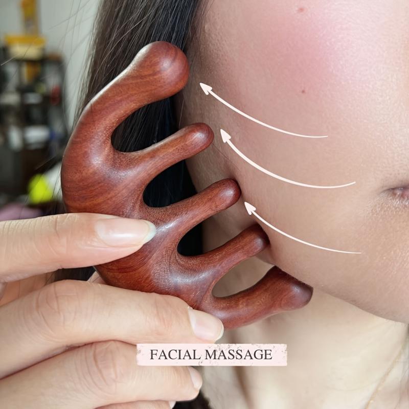 Wooden Massage Comb Gua Sha Wide Tooth Comb Natural Sandalwood Massager