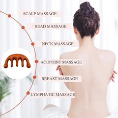 Wooden Massage Comb Gua Sha Wide Tooth Comb Natural Sandalwood Massager
