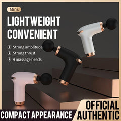 Mini Massage Gun Portable Handheld Muscle Massager with 4 Heads