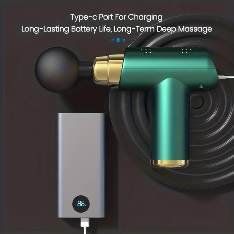 Handheld Mini Massage Gun with 6 Intensity Levels & 4 Heads