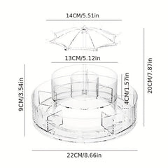 360 Degree Rotating Makeup Organizer Adjustable Cosmetic Display Case