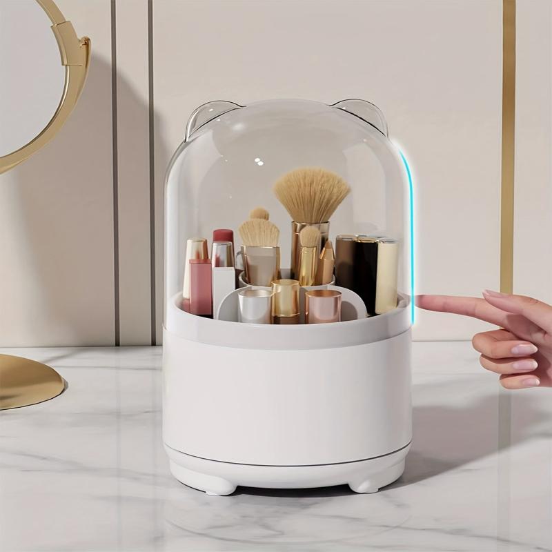 Bear Makeup Brush Holder with Dustproof Cover Organizer