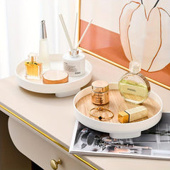 Round Decorative Tray for Perfume Aromatherapy Cosmetic Fruit Storage