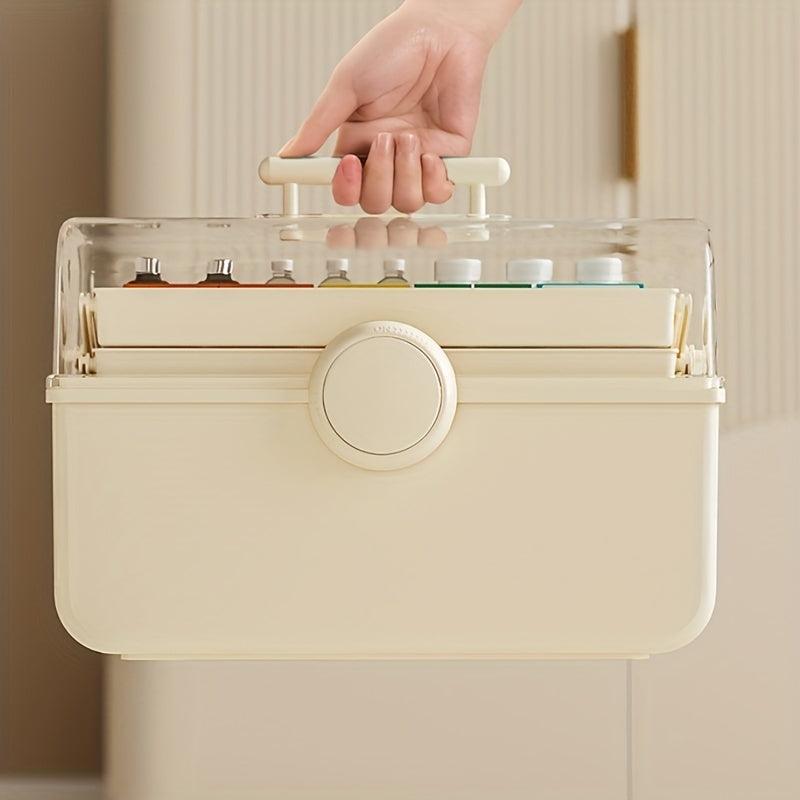 Large Capacity Makeup Storage Organizer with Transparent Cover & Handle