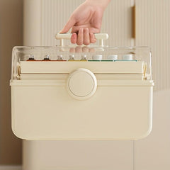 Large Capacity Makeup Storage Organizer with Transparent Cover & Handle