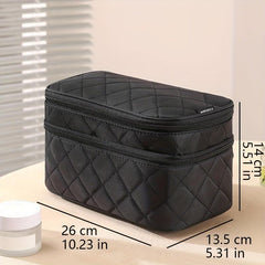 Double Layer Travel Makeup Bag With Carry Handle