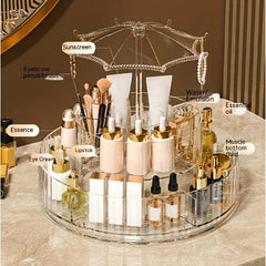 360 Rotating Makeup Organizer with Compartments Spinning Cosmetic Display Case