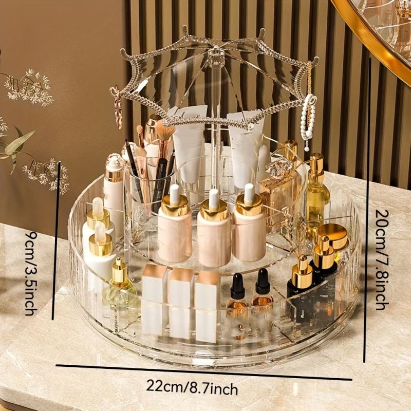 360 Rotating Makeup Organizer with Compartments Spinning Cosmetic Display Case