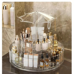 360 Rotating Makeup Organizer with Compartments Spinning Cosmetic Display Case