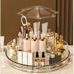 360 Rotating Makeup Organizer with Compartments Spinning Cosmetic Display Case
