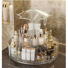 360 Rotating Makeup Organizer with Compartments Spinning Cosmetic Display Case