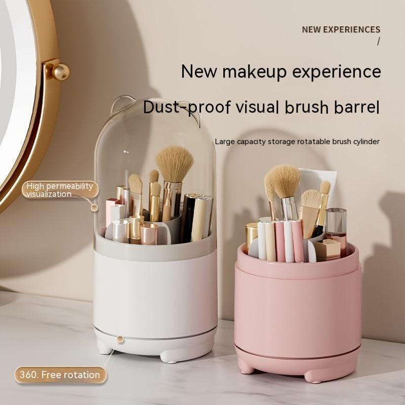 360 Rotating Makeup Brush Holder High Capacity Clear Make Up Storage
