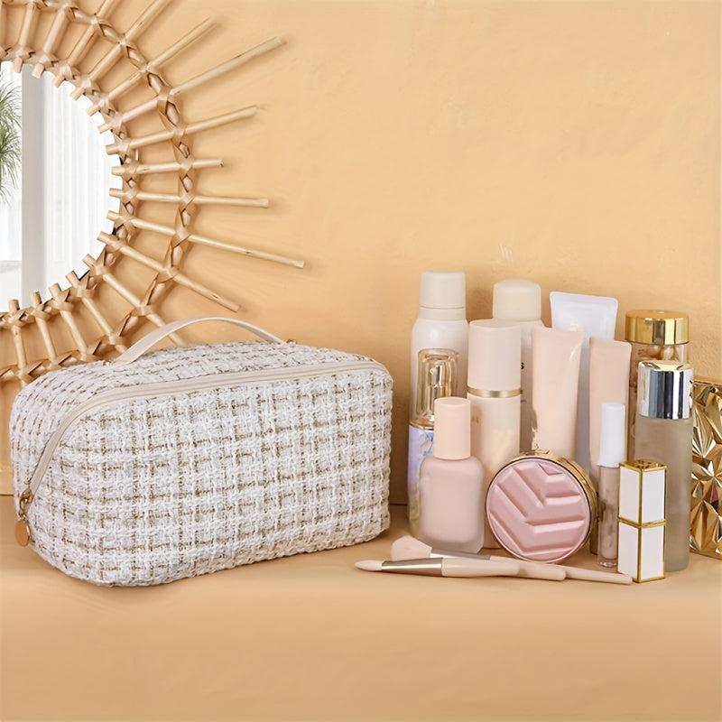 Plaid Travel Makeup Bag Cosmetic Organizer for Women