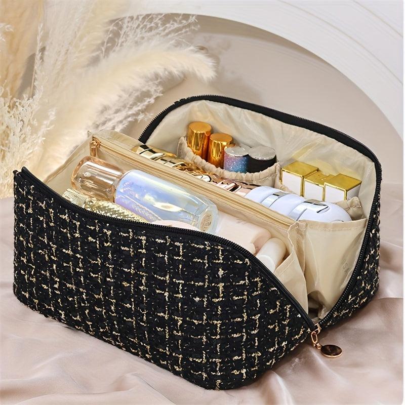 Plaid Travel Makeup Bag Cosmetic Organizer for Women