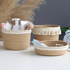 Nordic Cotton Rope Makeup Organizer with Tassel