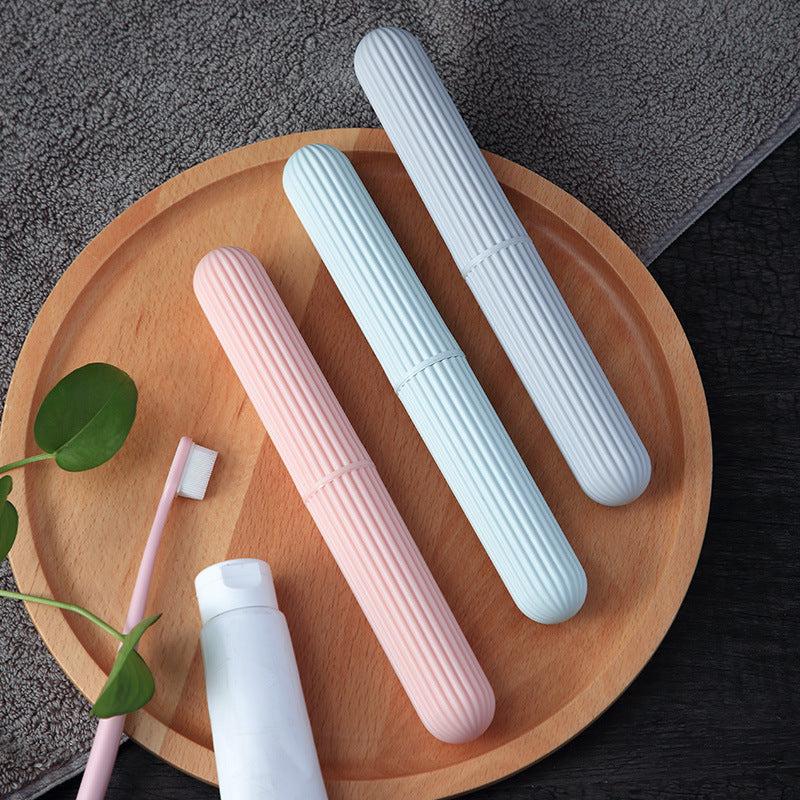 Portable Toothbrush Box Plastic Stripes Travel Wash Toothbrush Cover