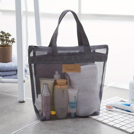 Quick Dry Mesh Shower Bag Portable Toiletry Tote for Gym and Travel