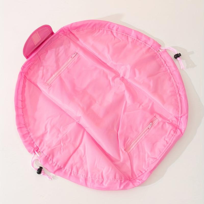 Large Capacity Drawstring Makeup Organizer Lay Flat Makeup Bag
