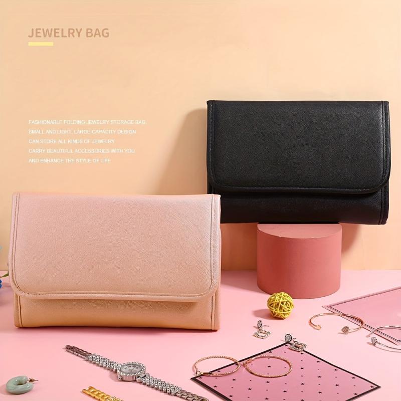 Foldable Jewelry Storage Bag Travel Roomy Earrings Ring Organizer
