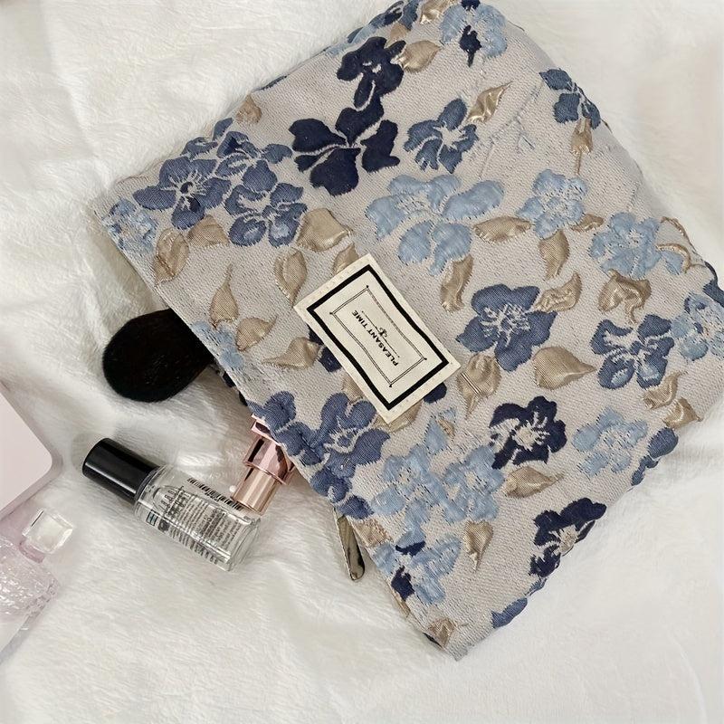 Floral Makeup Bag Zipper Cosmetic Organizer Travel Portable Pouch