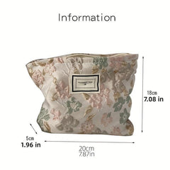 Floral Makeup Bag Zipper Cosmetic Organizer Travel Portable Pouch