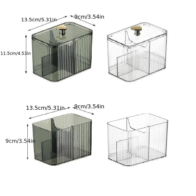 Clear Makeup Organizer Dustproof Storage Box for Cotton Swabs & Pads