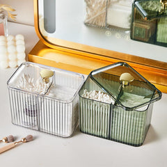 Clear Makeup Organizer Dustproof Storage Box for Cotton Swabs & Pads