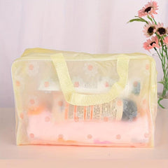 Floral Waterproof Makeup Bag with Handle - Bathroom Organizer