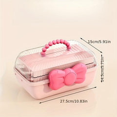 Dustproof Bow Makeup Organizer with Handles
