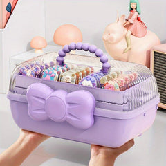 Dustproof Bow Makeup Organizer with Handles