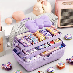 Dustproof Bow Makeup Organizer with Handles