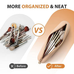 Travel Makeup Brush Holder with Zipper Closure