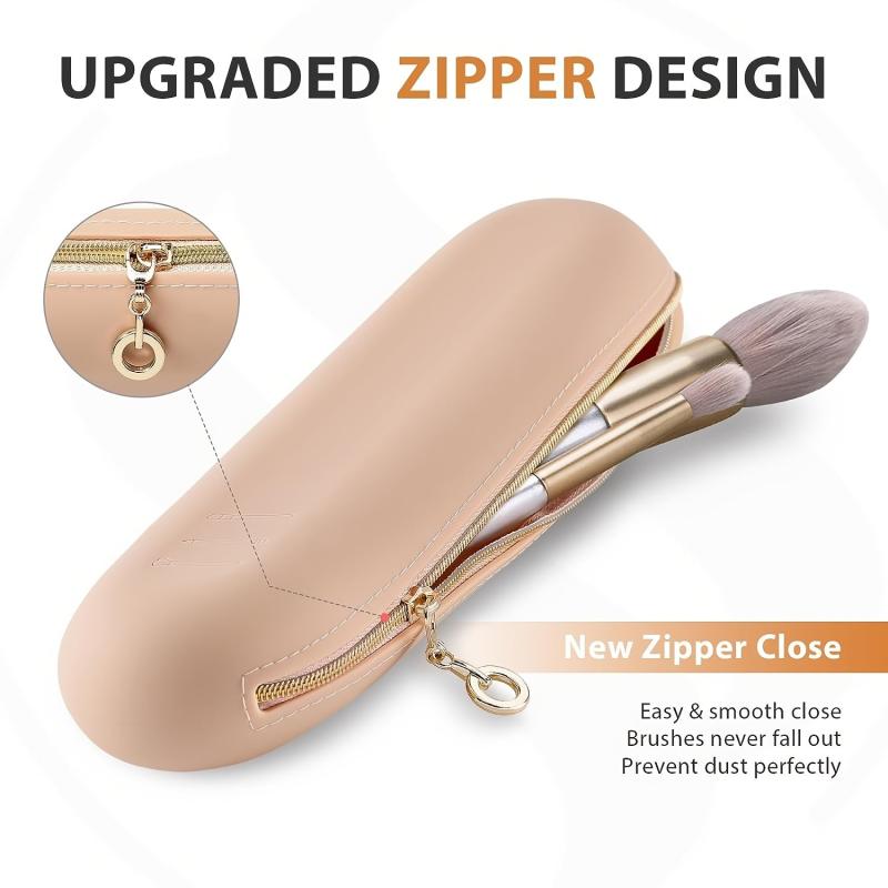 Travel Makeup Brush Holder with Zipper Closure