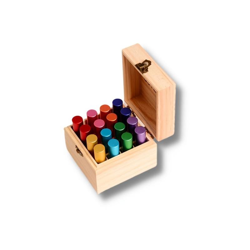 Wooden Essential Oil Box 16pcs 10ml Bottles Empty Roll On Bottle Holder